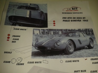 Kit Ferrari 250 GTO Ch. 3223 GT Presentazione Ginevra 1962 - Resin Kit 1:43